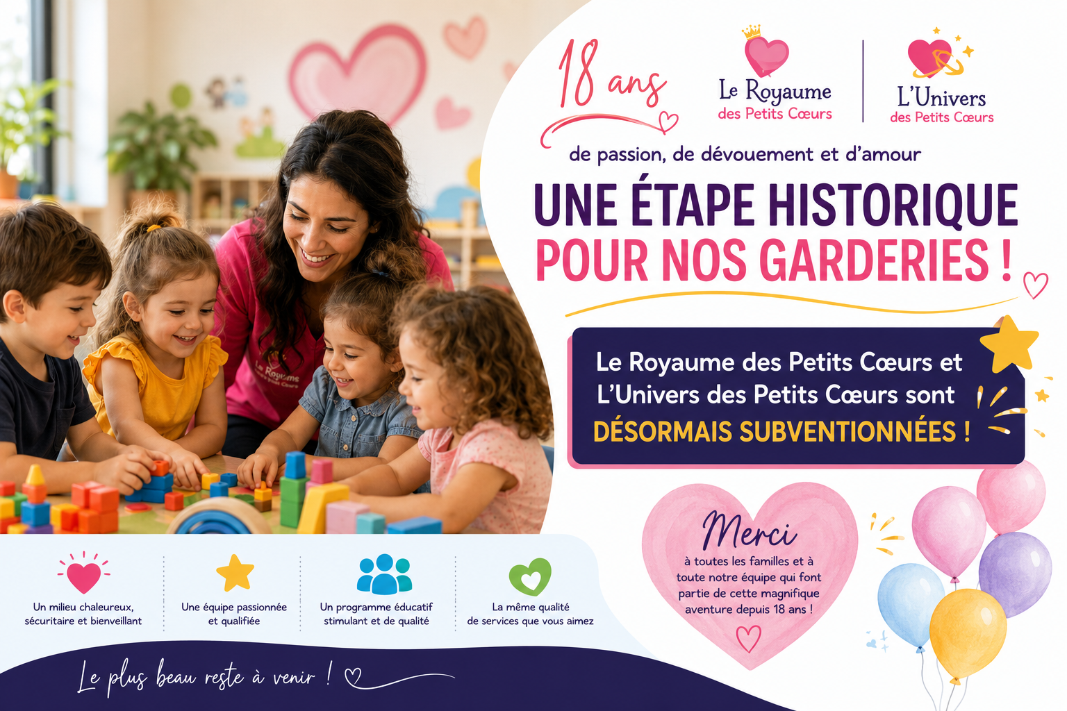 Le Royaume et L'Univers des Petits Cœurs deviennent subventionnées
